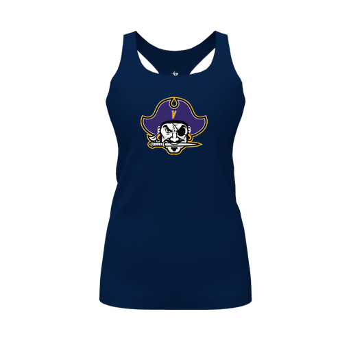 [FT0TRBNV-FYS-LOGO1] Decker Racerback Tank Top (Female Youth S, Navy, Logo 1)