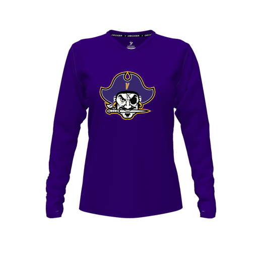 [CUS-DFW-TEES-CMF-VNK-LSL-PUR-FYXS-LOGO1] Comfort T-Shirt (Female Youth XS, Purple, V Neck, Logo 1, Long Sleeve)