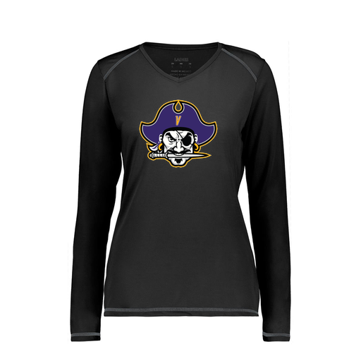 [6847.080.XS-LOGO1] Women's SoftTouch Long Sleeve (Female Adult XS, Black, Logo 1)