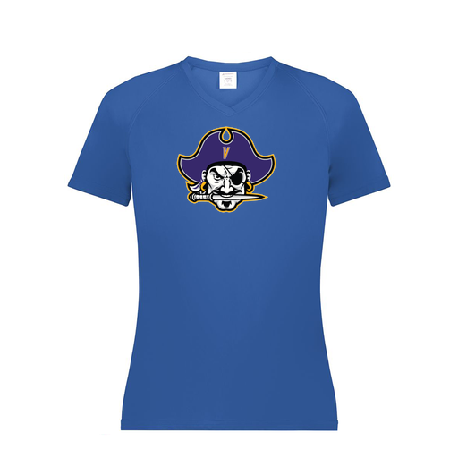 [2792.060.XS-LOGO1] Ladies Smooth Sport V-Neck T-Shirt (Female Adult XS, Royal, Logo 1)