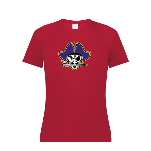 [2792.083.XS-LOGO1] Ladies Smooth Sport V-Neck T-Shirt (Female Adult XS, Red, Logo 1)