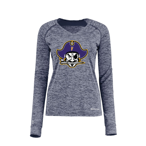 [222770.U22.XS-LOGO1] Ladies Electric Long Sleeve Shirt (Female Adult XS, Navy, Logo 1)