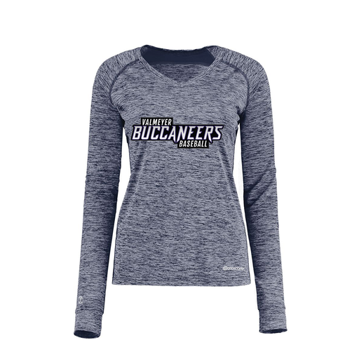 [222770.U22.XS-LOGO2] Ladies Electric Long Sleeve Shirt (Female Adult XS, Navy, Logo 2)