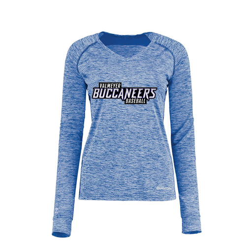 [222770.U55.XS-LOGO2] Ladies Electric Long Sleeve Shirt (Female Adult XS, Royal, Logo 2)