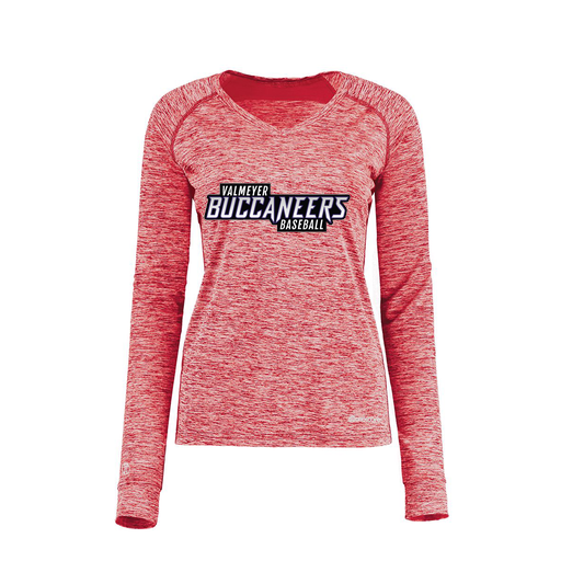 [222770.T20.XS-LOGO2] Ladies Electric Long Sleeve Shirt (Female Adult XS, Red, Logo 2)