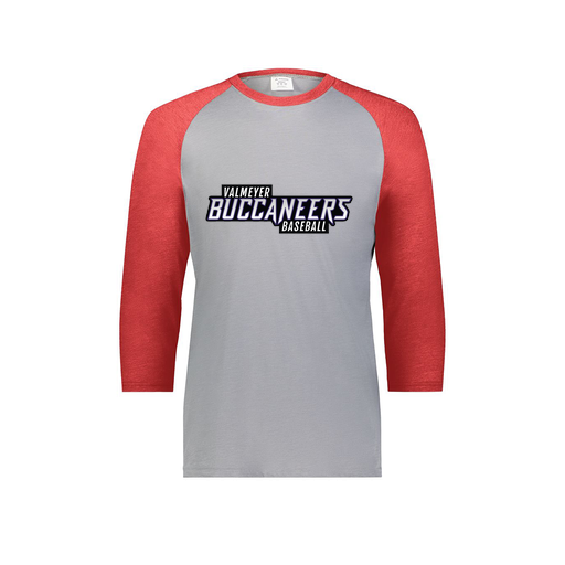 [6879.27V.S-LOGO2] Men's Vintage 3/4 Sleeve T-Shirt (Adult S, Red, Logo 2)
