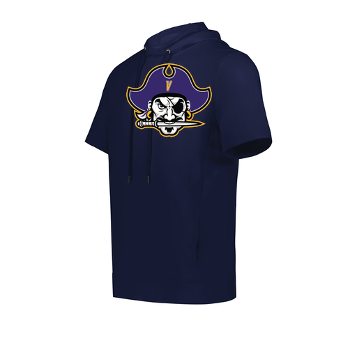 [222505.065.S-LOGO1] Men's Venturs Soft Knit Short Sleeve Hoodie (Adult S, Navy, Logo 1)