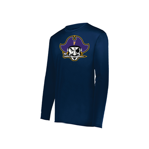 [222823.065.S-LOGO1] Youth LS Smooth Sport Shirt (Youth S, Navy, Logo 1)