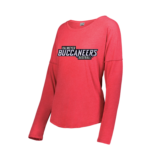 [FTLCUBRD-FAXS-LOGO2] Decker Women's Tri-Blend T-Shirt - Long Sleeve (Female Adult XS, Red, Logo 2)